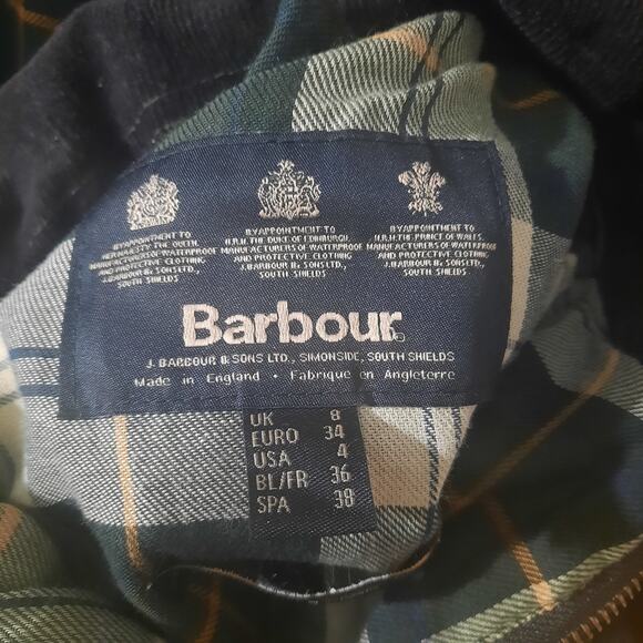 Barbour Womens Olive Military Field Jacket Hooded and Front Hand Warmers Size 4 - Picture 4 of 8